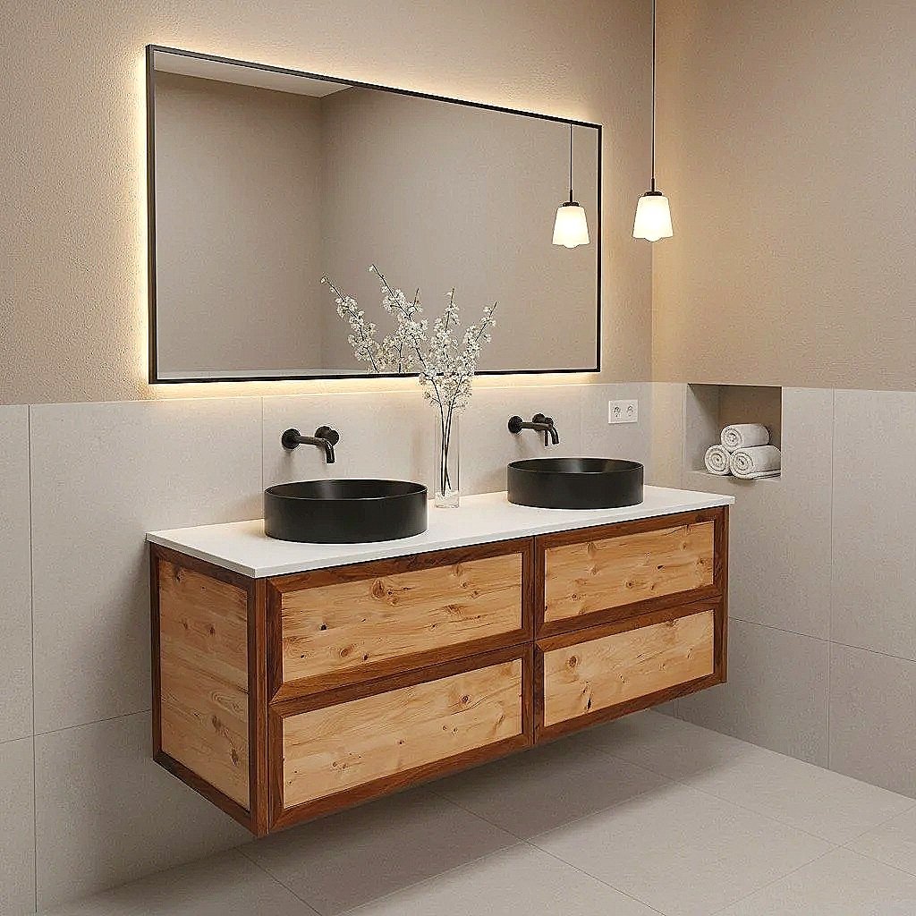 Blackwood and Celery Top Pine Vanity