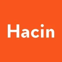 Hacin logo with white text on an orange background