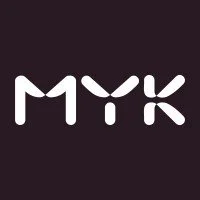 Logo with the letters MYK on a black background