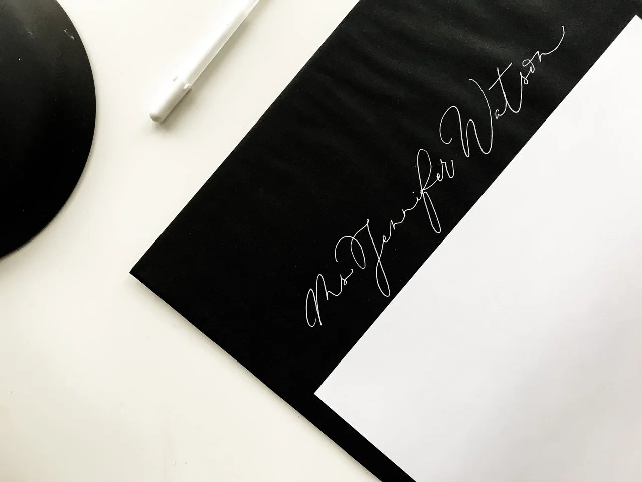 freehand envelope addressing monoline calligraphy