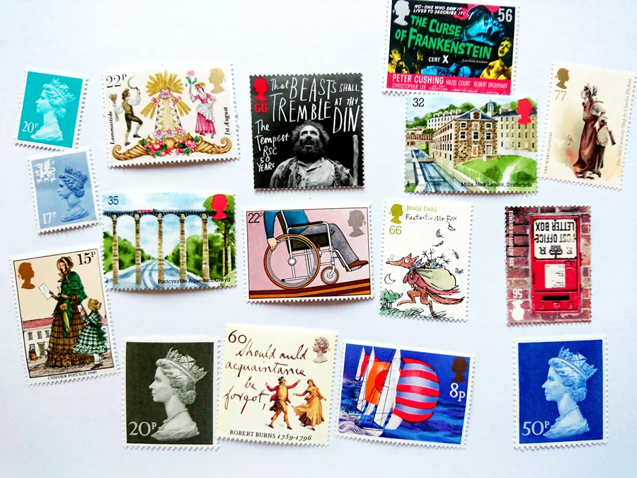 Add artisitic flair with vintage British postage stamps