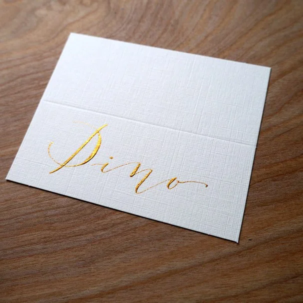 Gold Modern Calligraphy Place Cards