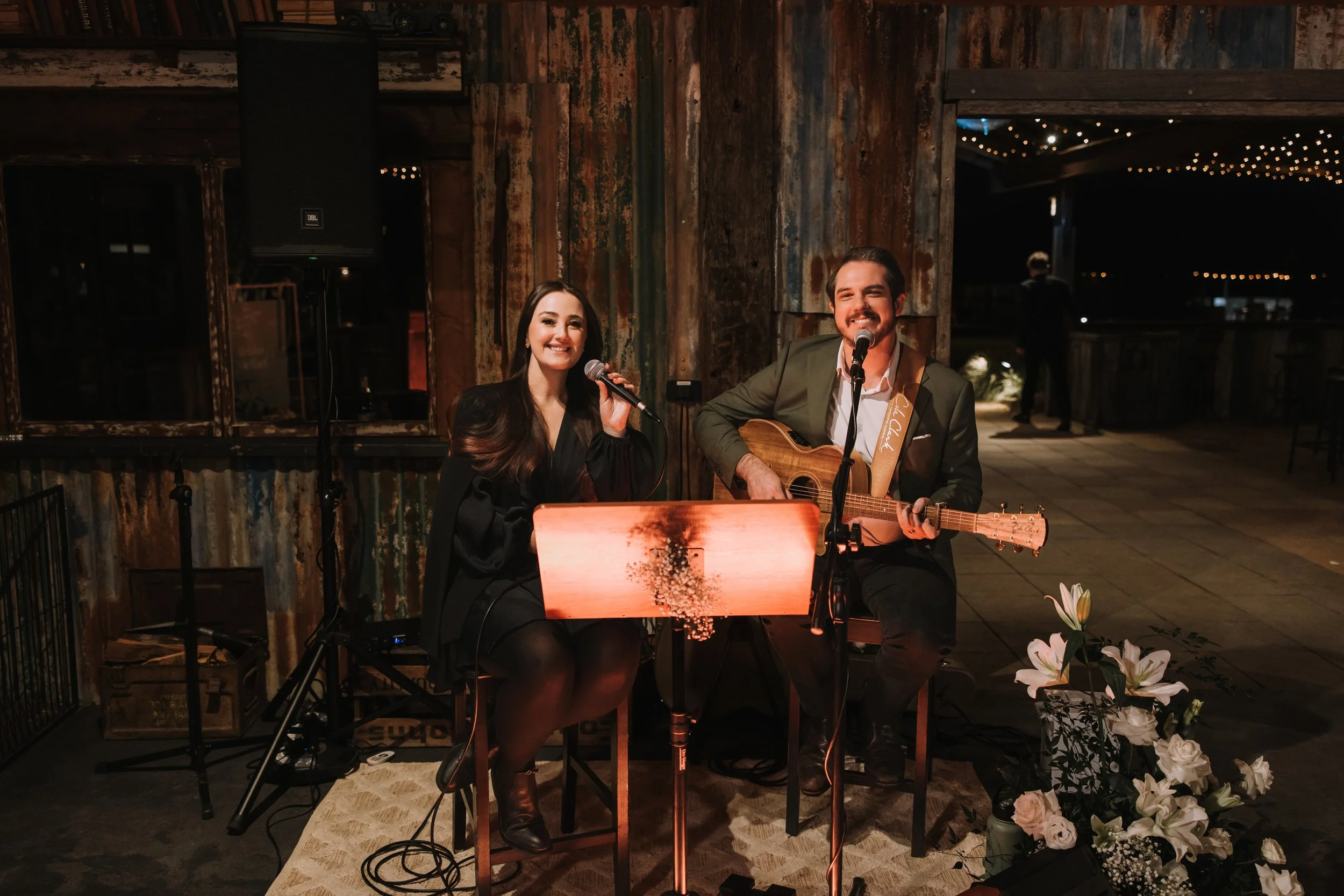 A husband and wife wedding duo, singing love songs to each other, in Sydney and surrounds.