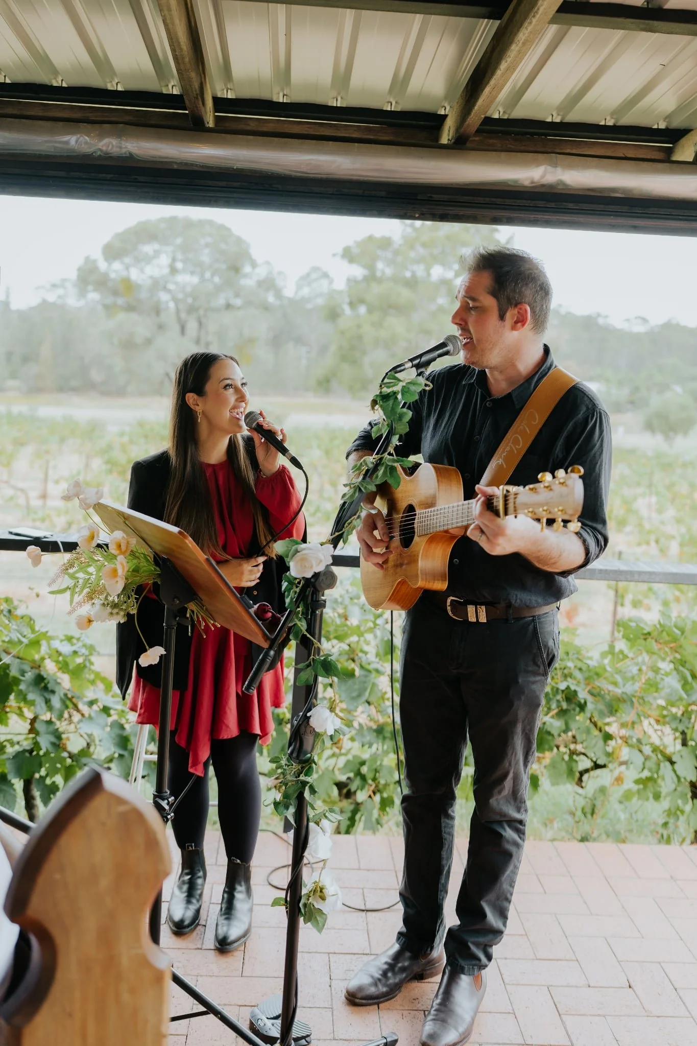 A husband and wife wedding duo, singing love songs to each other, in Sydney and surrounds.