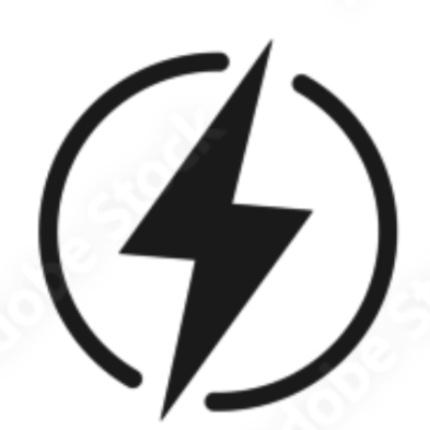 Black circular logo with a lightning bolt in the center and the words 'Youre Stuck' written around the circle.