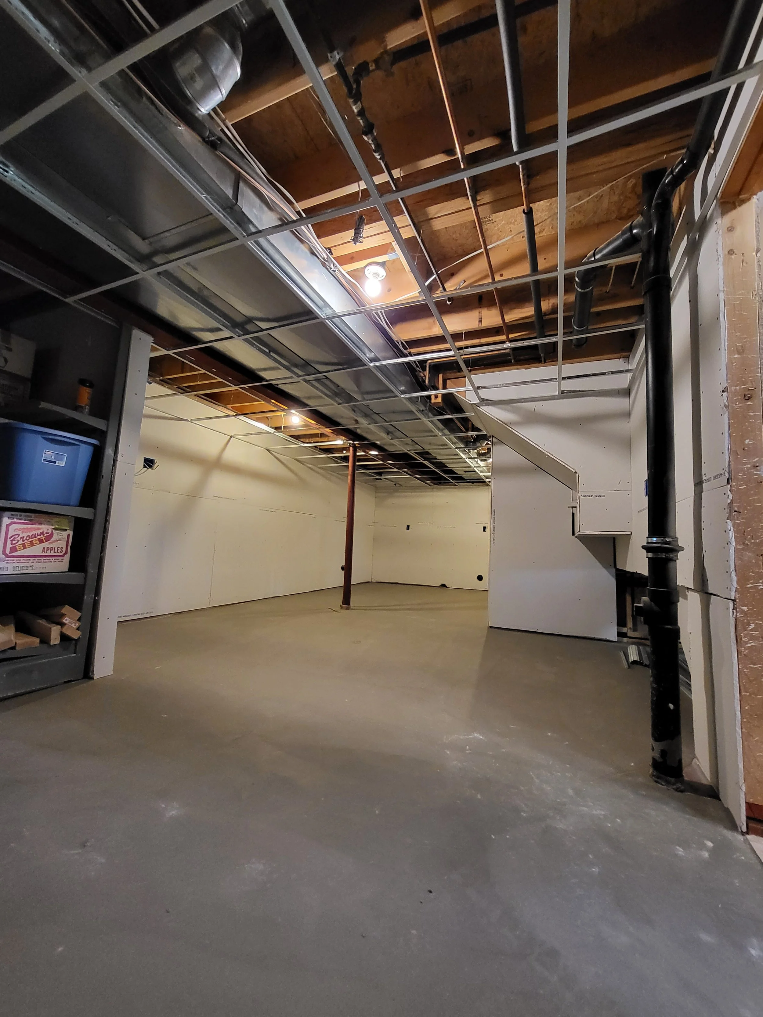 Basement floor and ceiling BEFORE