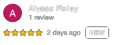 5-star Google review from Alyssa Finley.