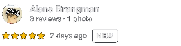 5-star Google review from Alana Brangman..