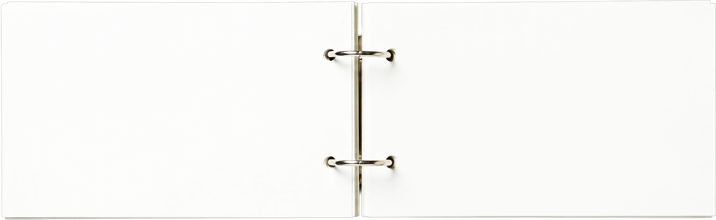 Open white binder with metal rings