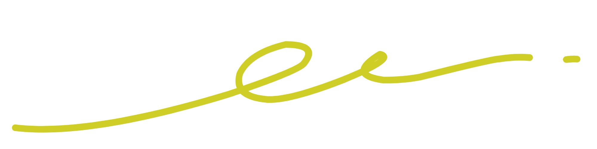 Stylized yellow-green scribbled line.