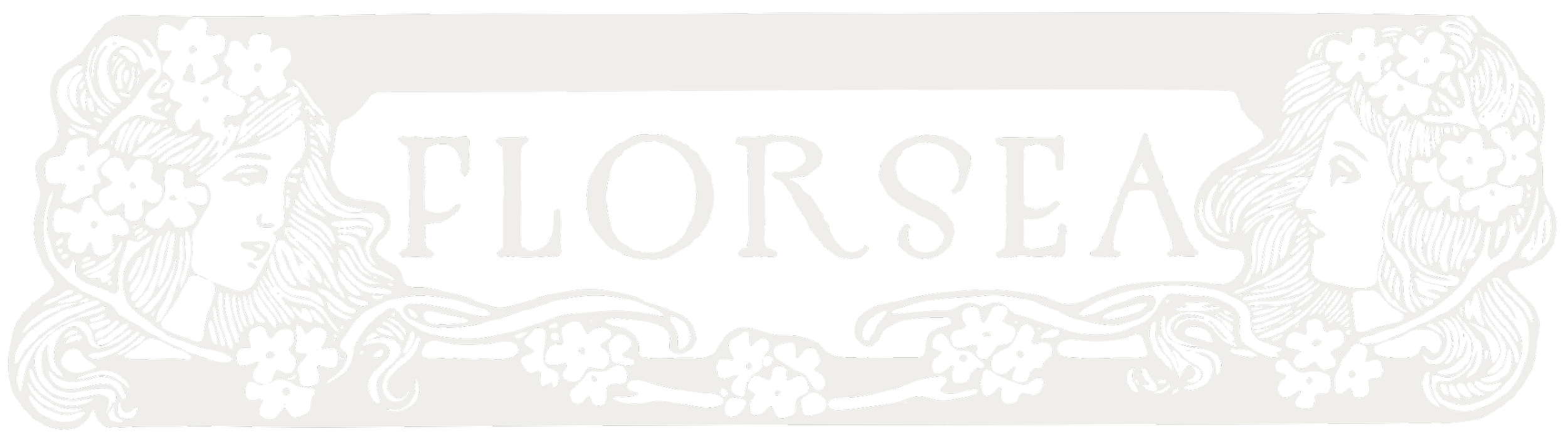 Art nouveau style border with Florsea in the center in all caps