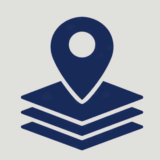 Icon of a map with a location pin on top.