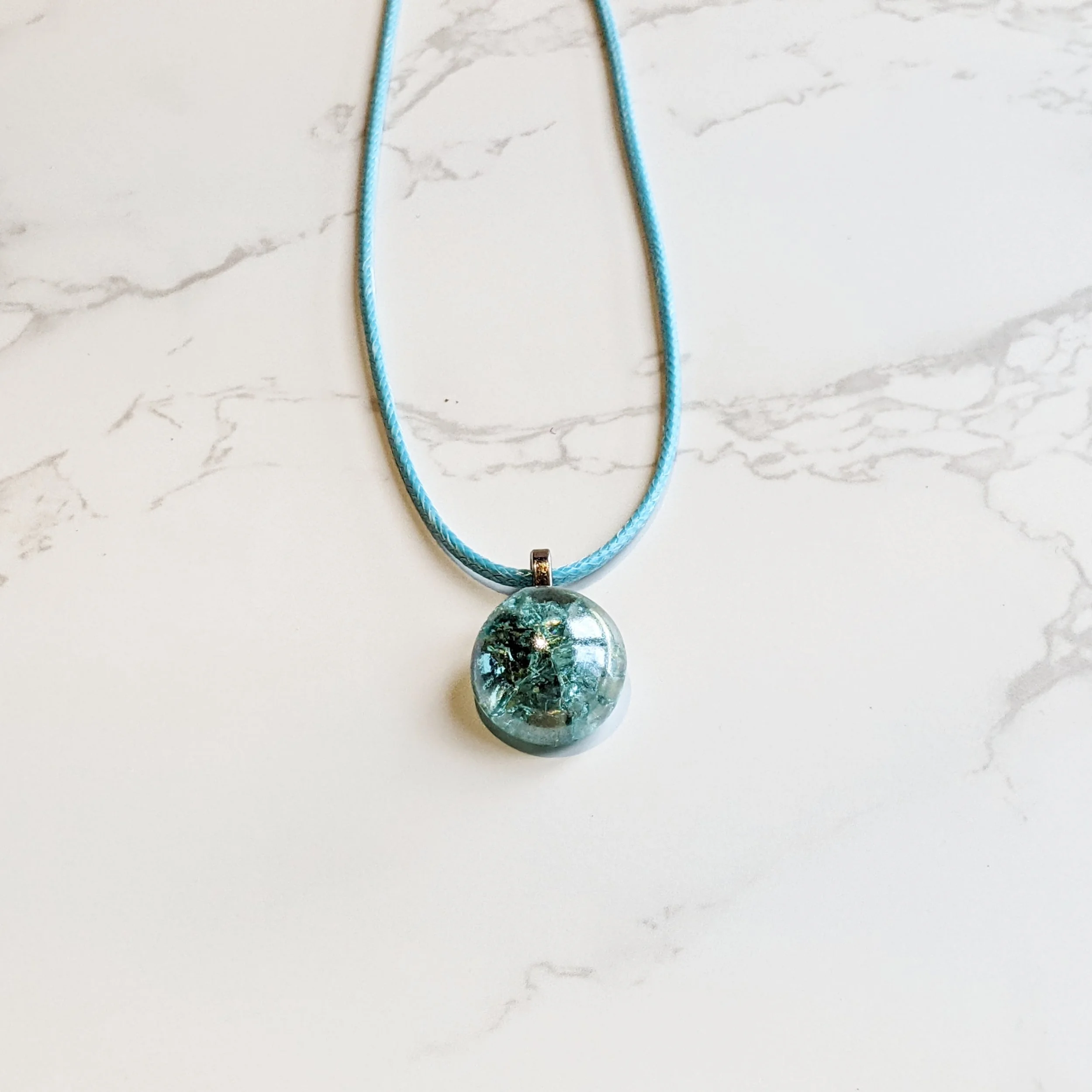 Lake Blue Glass Pebble Necklace (2).jpg