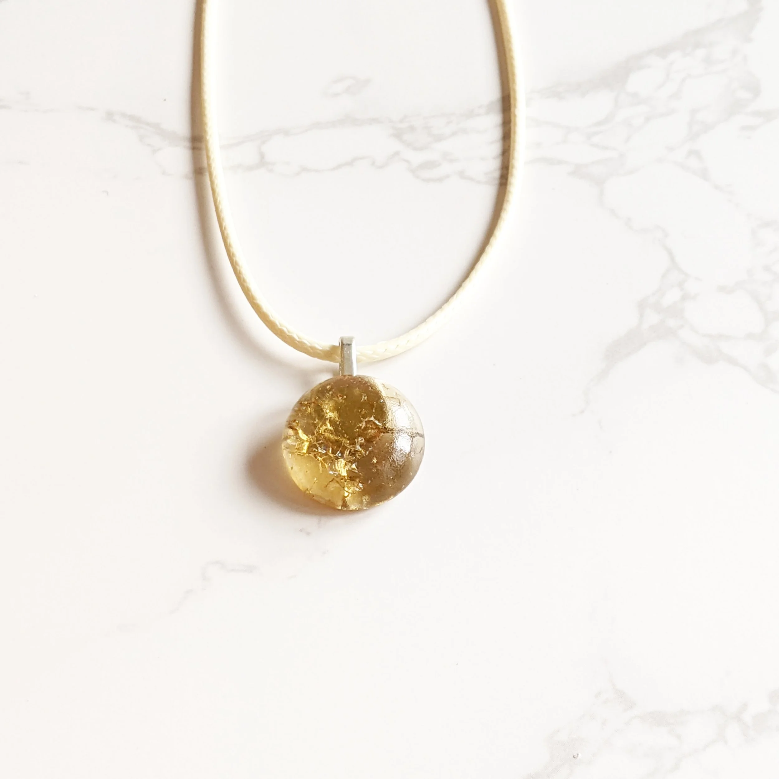 Light Amber Glass Pebble Necklace (2).jpg