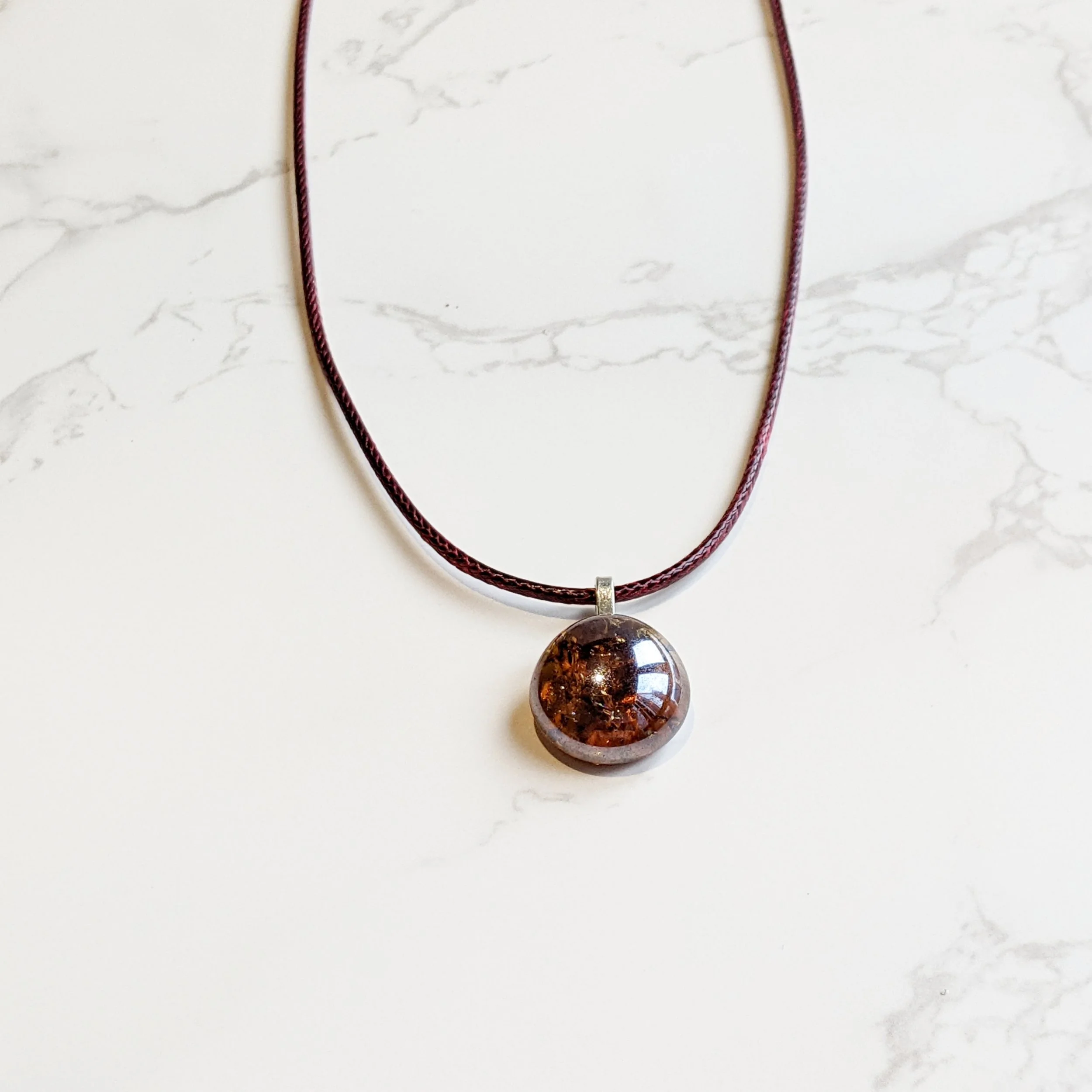 Dark Amber Glass Pebble Necklace (2).jpg