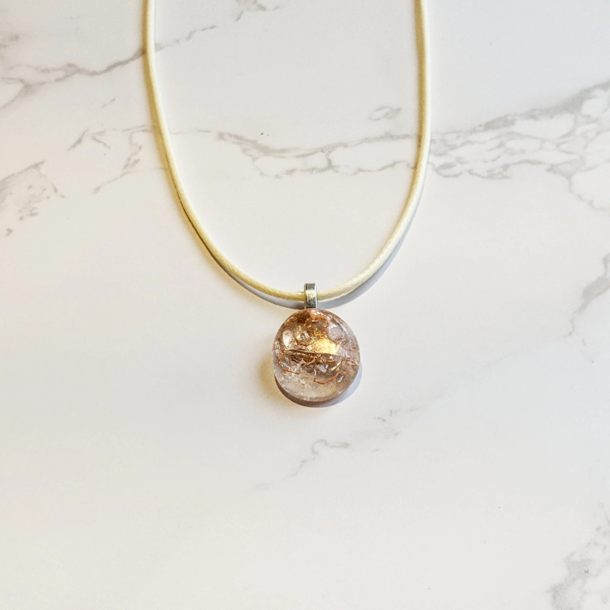 Peach Glass Pebble Necklace (2).jpg
