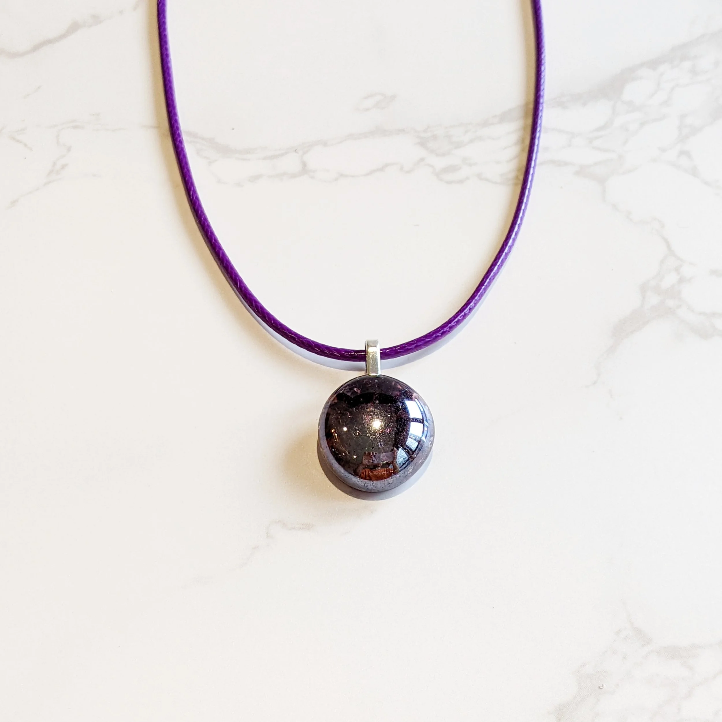 Dark Purple Glass Pebble Necklace (2).jpg