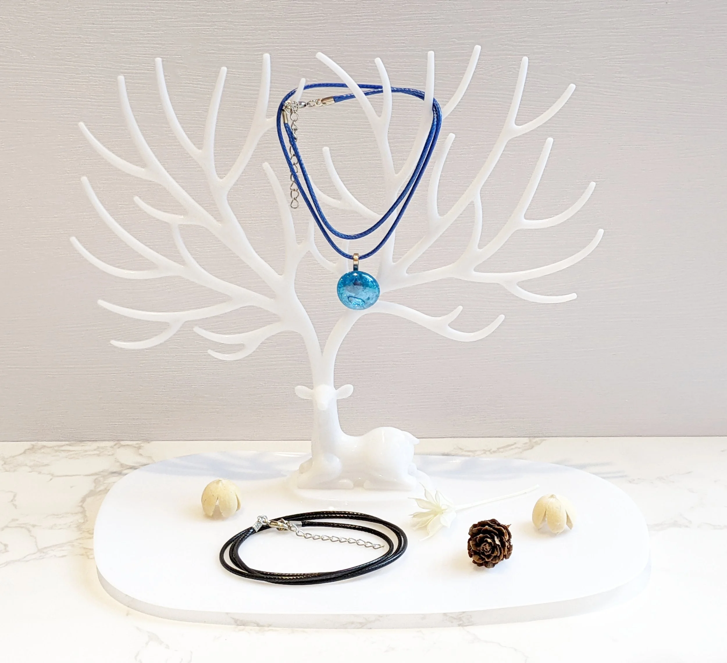 Cobalt Blue Glass Pebble Necklace.jpg
