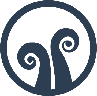 Sarah Deerings Brand icon of two korus side by side within a circle.