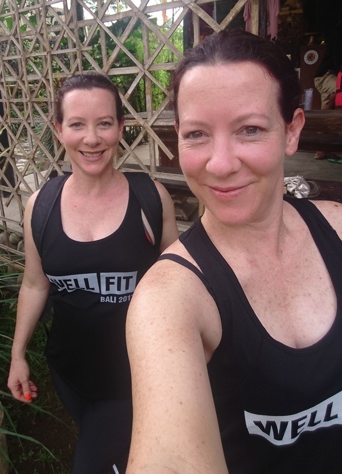 A picture of Sarah and her twin sister.