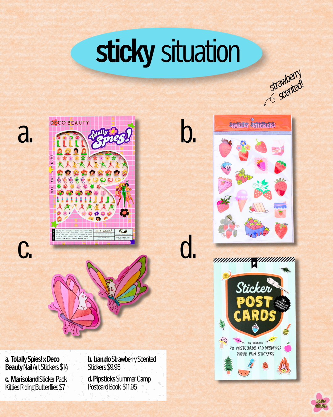 totally spies deco beauty ban.do marisoland pipsticks cute y2k stickers gifts