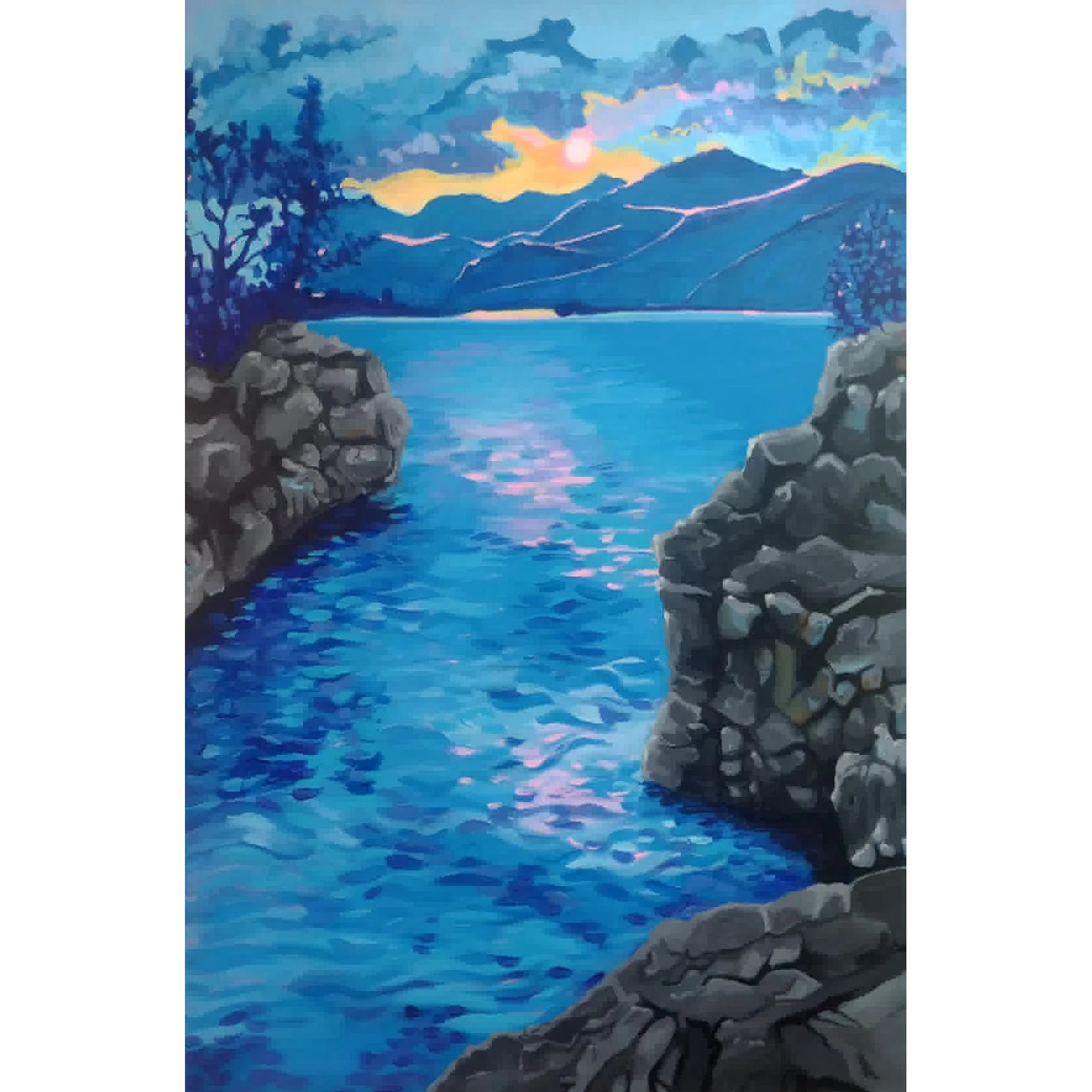 'Sunrise on the Pend Oreille River' Acrylic Painting