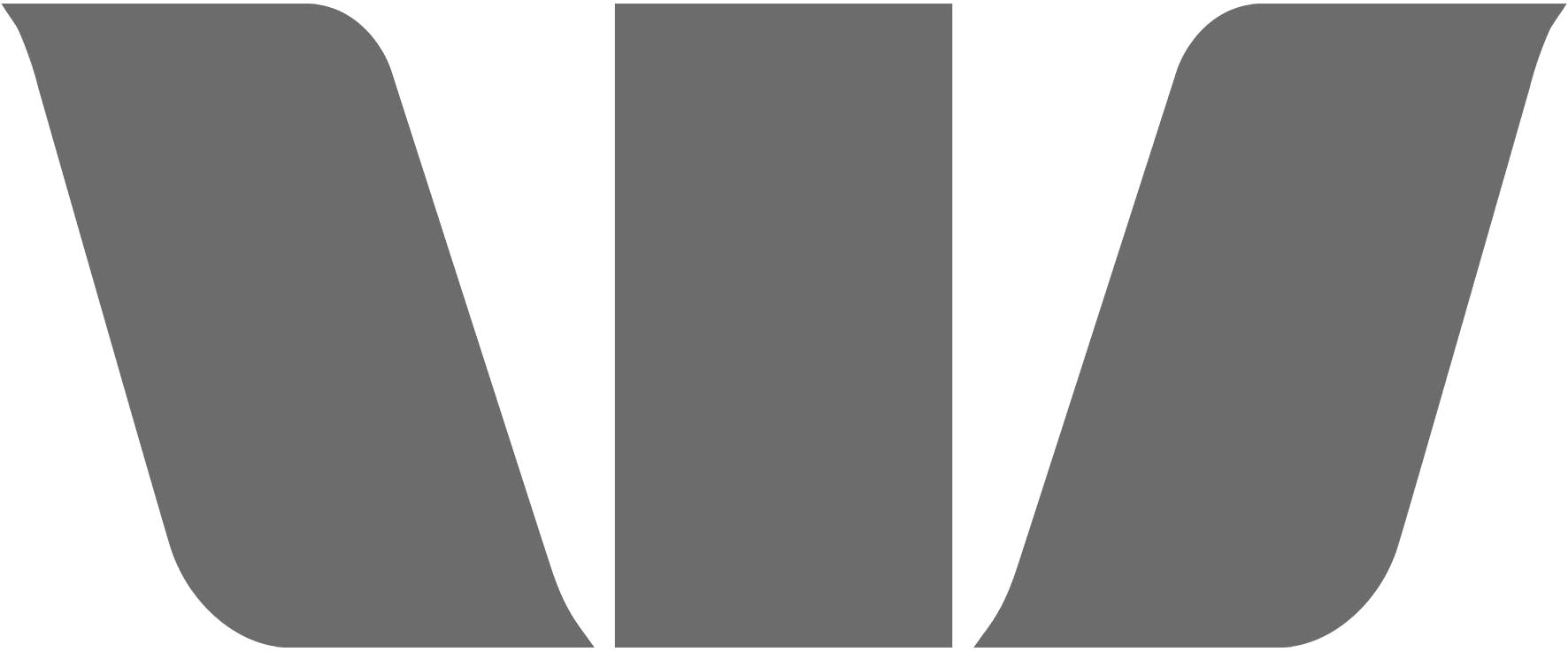A large, stylized, gray letter 'W' on a black background.