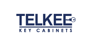 Logo for TELKEE Key Cabinets featuring the company name in dark blue text.