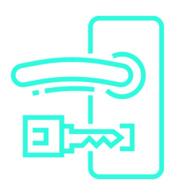 A digital illustration of a smartphone with a key entering a keyhole on the screen, representing digital security or unlocking technology.