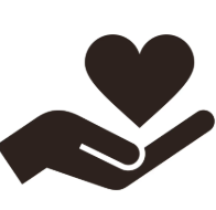 Silhouette of a hand holding a heart
