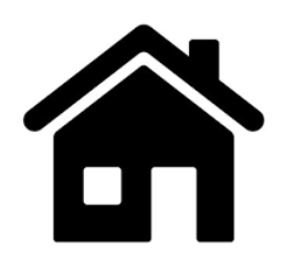 Icon of a house with a chimney, front view