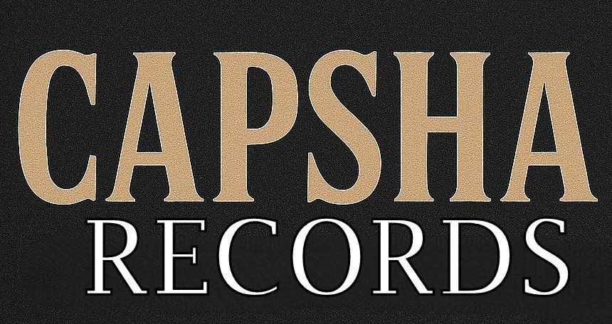 Logo of Capsha Records with large beige and white text on a black background.