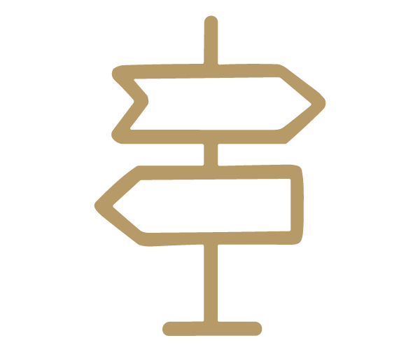 A signpost with two directional arrows, one pointing right and the other pointing left, on a black background.