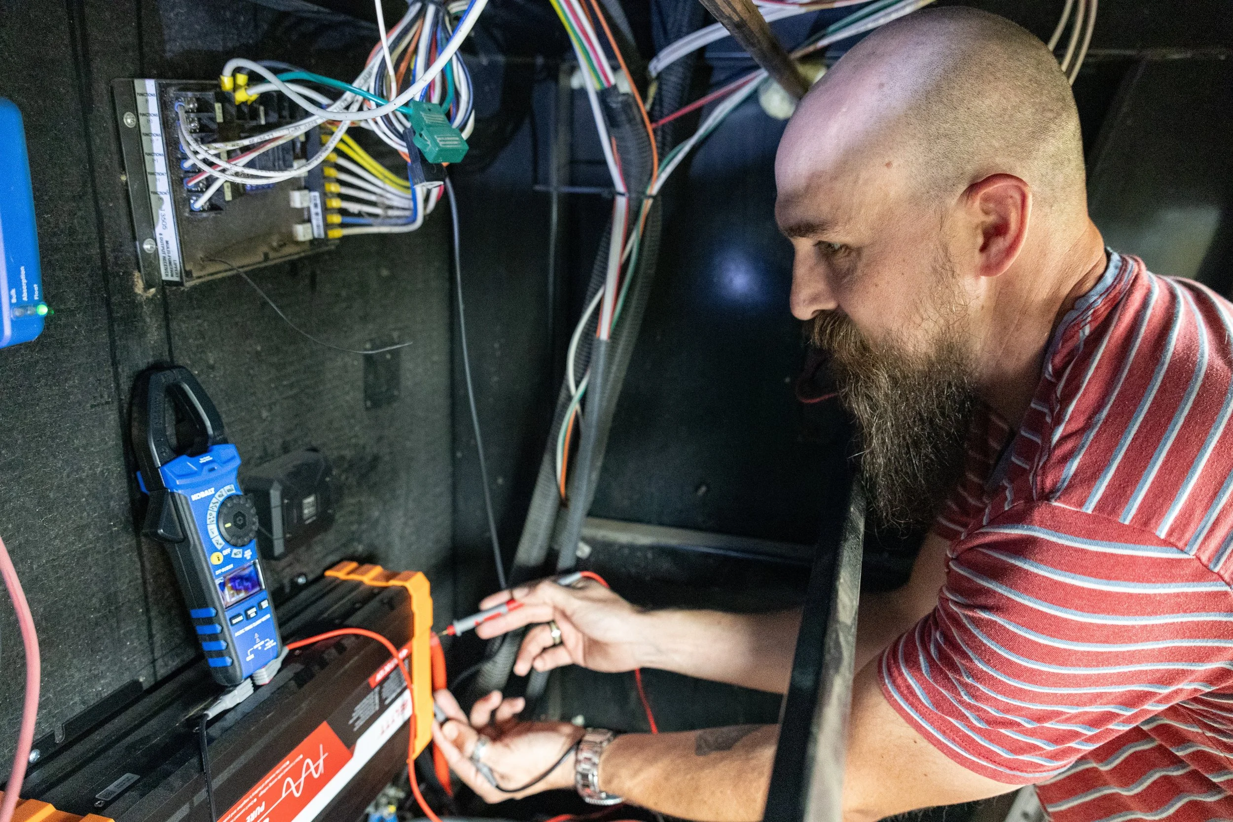Install inverter, live off-grid, diagnose battery and electrical issues.