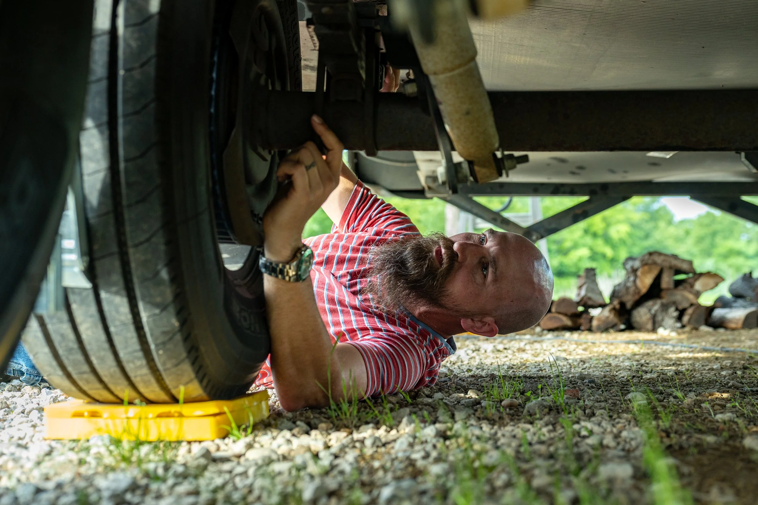RV brake inspection/maintenance/repair, suspension inspection, wheel bearing repacking.
