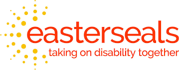 Easterseals logo with yellow dotted design and the tagline 'taking on disability together'
