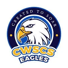 Logo of AWSCS Eagles featuring an eagle's head with the text 'Created to Soar' around the circular logo.