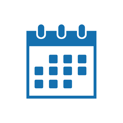 Icon of a calendar with three binder clips on top.
