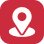 Icon of a person with a location pin, on a red background