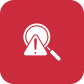 A warning icon with an exclamation mark inside a triangle, over a red background