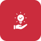 Icon of a hand holding a light bulb with a gear inside, symbolizing ideas, innovation, or problem-solving.