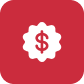 Red background with a white icon of a dollar sign inside a cloud shape.