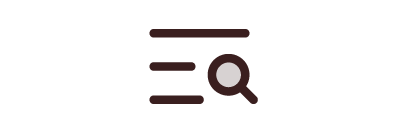 Magnifying glass over a document or list, indicating search or analysis.