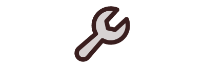 Claw hammer and wrench crossed over a black background