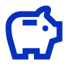 Blue outline of a piggy bank