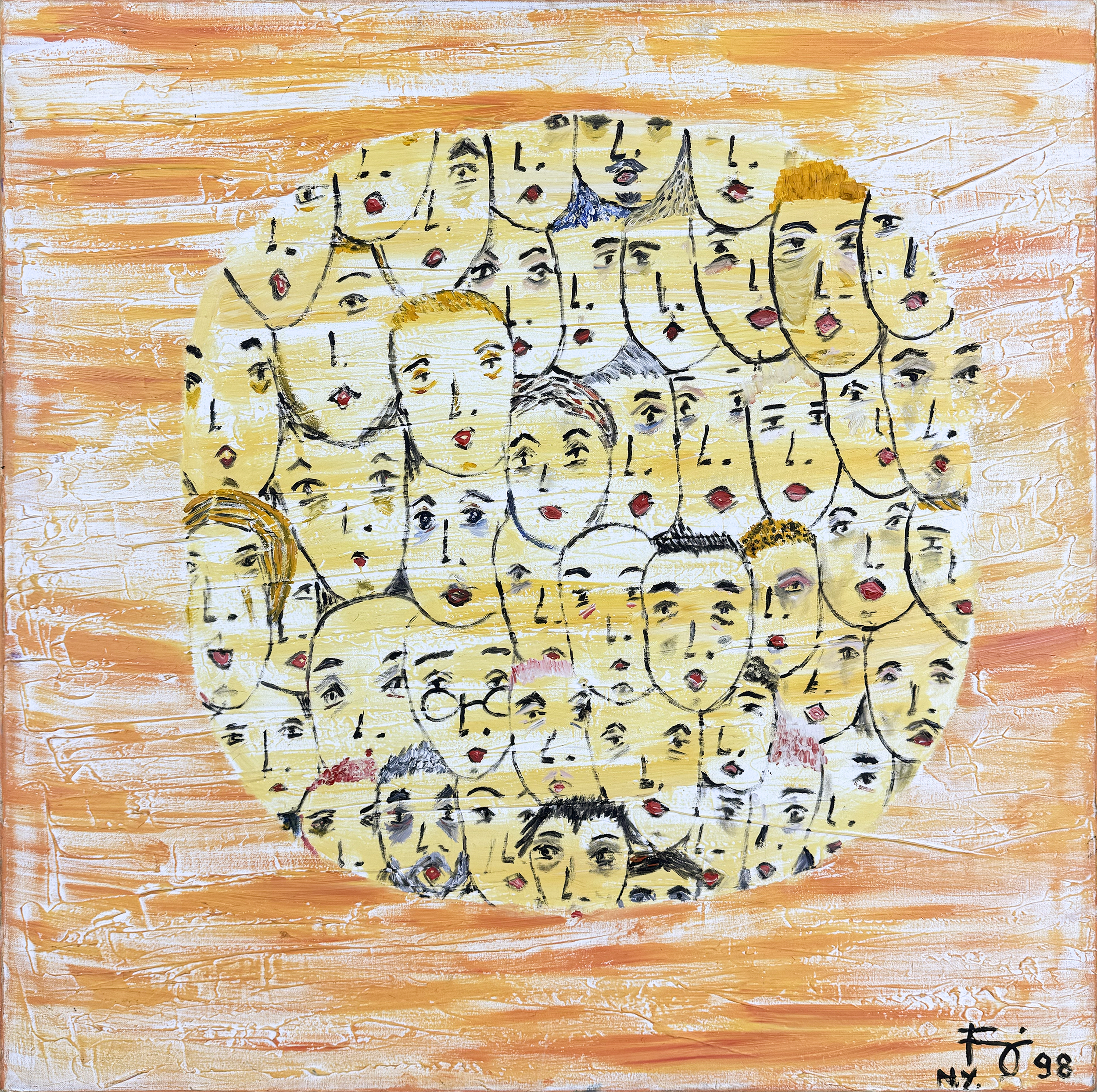 Untitled (Faces Series Yellow Circle of Faces)