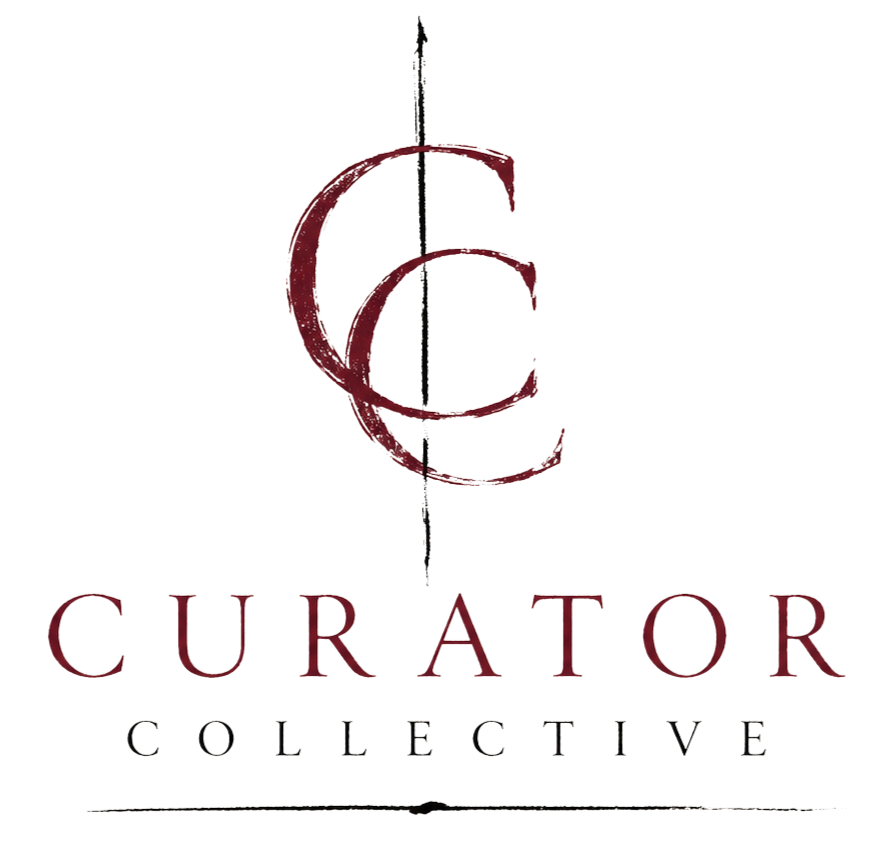 A logo with a large red stylized 'C' and a smaller red 'C' inside it, with black text reading 'Curator Collective' beneath.