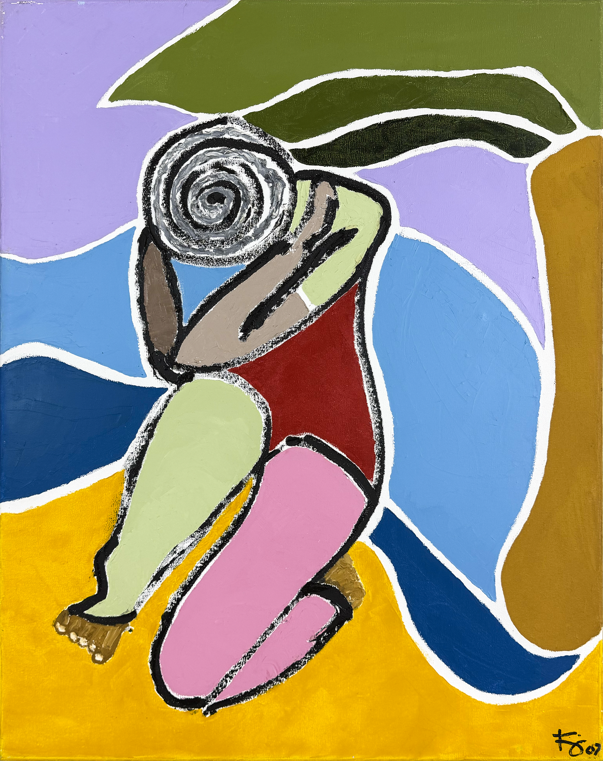 Untitled (Spiral Faced Figure Kneeling)