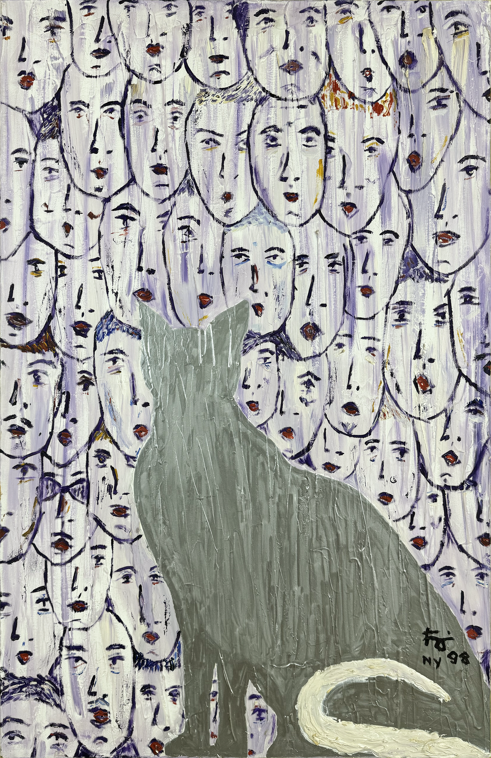 Untitled (Faces Series with Cat over Purple)