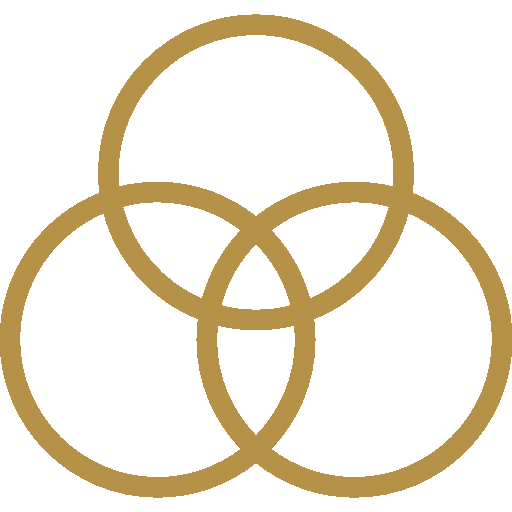 Three overlapping gold rings.